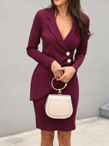 Chic VNeck Buttoned Bodycon Dress for Women  Work  Casual Provain Shop