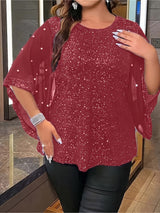 Provain Shop Chic Plus Size Top with Unique Sleeve Detail - Breathable, Relaxed Fit for Spring & Summer Comfort 