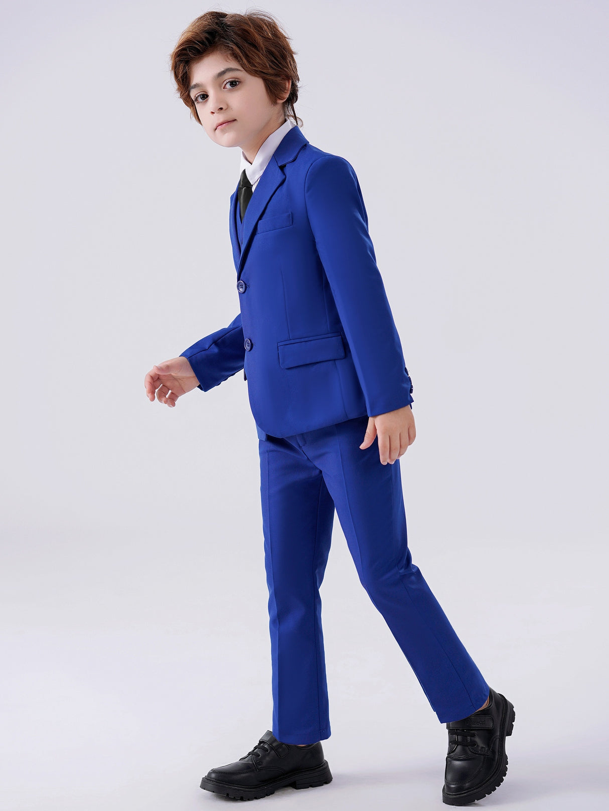 Provain Shop 4pcs Boys Formal Gentleman Outfits, Long Sleeve Blazer&Bowtie Shirt&Pants&Vest, Boys Clothing Set For Competition Performance Wedding Banquet Dress 