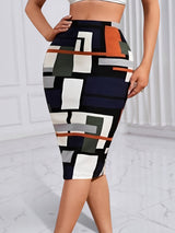 Plus Size Plaid Print Skirt, Casual Bodycon Skirt For Spring & Summer, Women's Plus Size Clothing provain