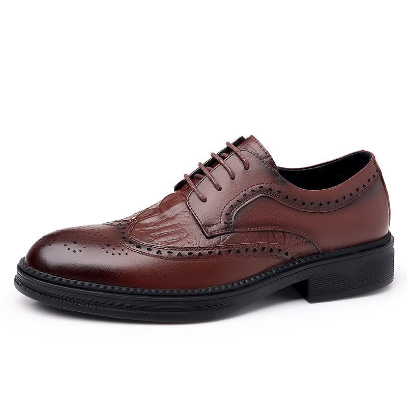 Men Brogue Carved Derby Shoes British Style Pointed Toe Low Top Wingtip Oxfords Formal Shoes Provain Shop