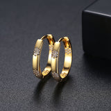 Provain Shop Elegant Huggie Hoop Earrings Inlaid Zircon Plated Delicate Jewelry For Women Girls Gift 1Pair 