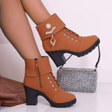 Womens Fashionable Rhinestone Chunky Heel Ankle Boots Provain Shop