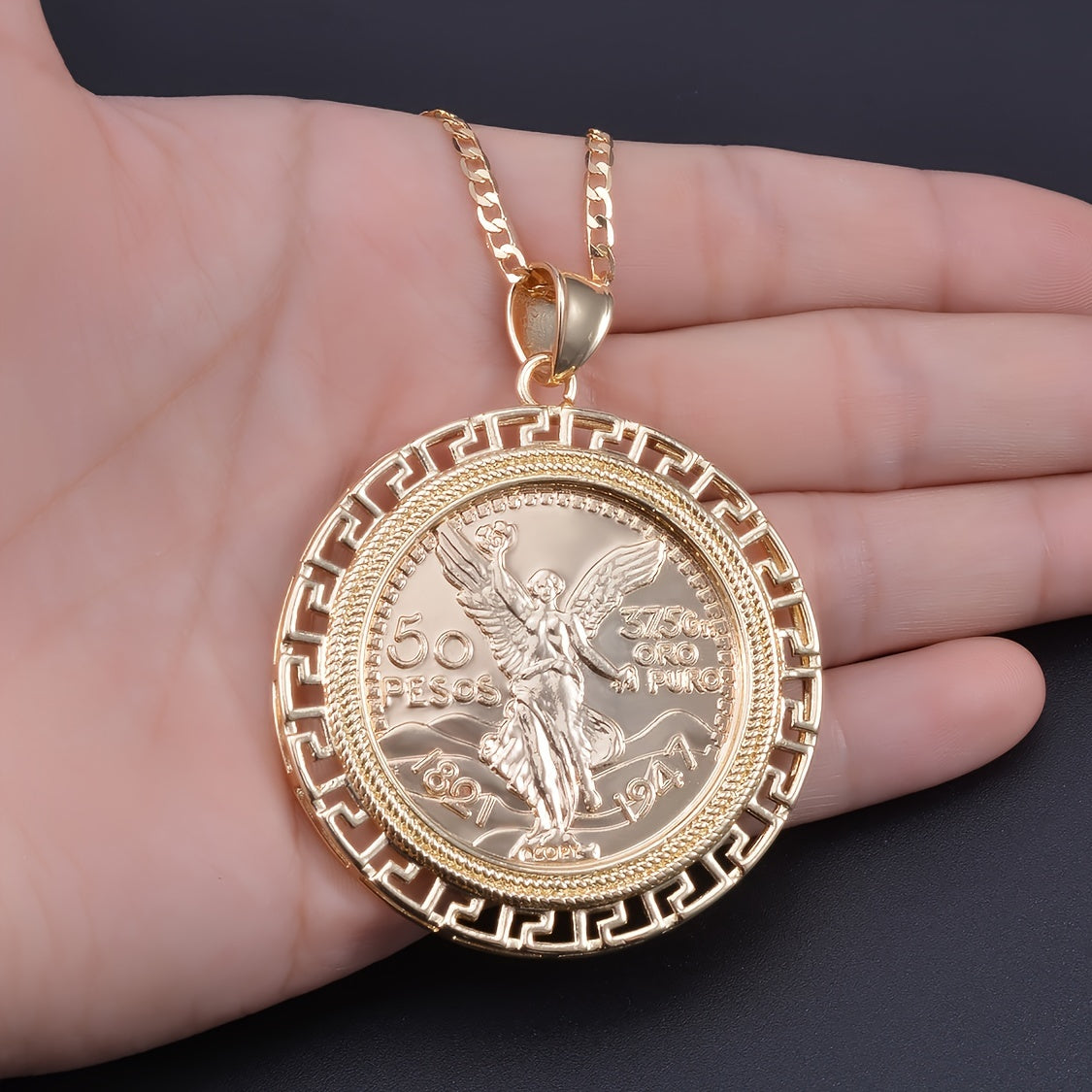 1pc Statue Of Liberty Golden Coin Pendant Necklace For Men, Charm Jewelry Gift Provain Shop