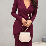 Chic VNeck Buttoned Bodycon Dress for Women  Work  Casual Provain Shop