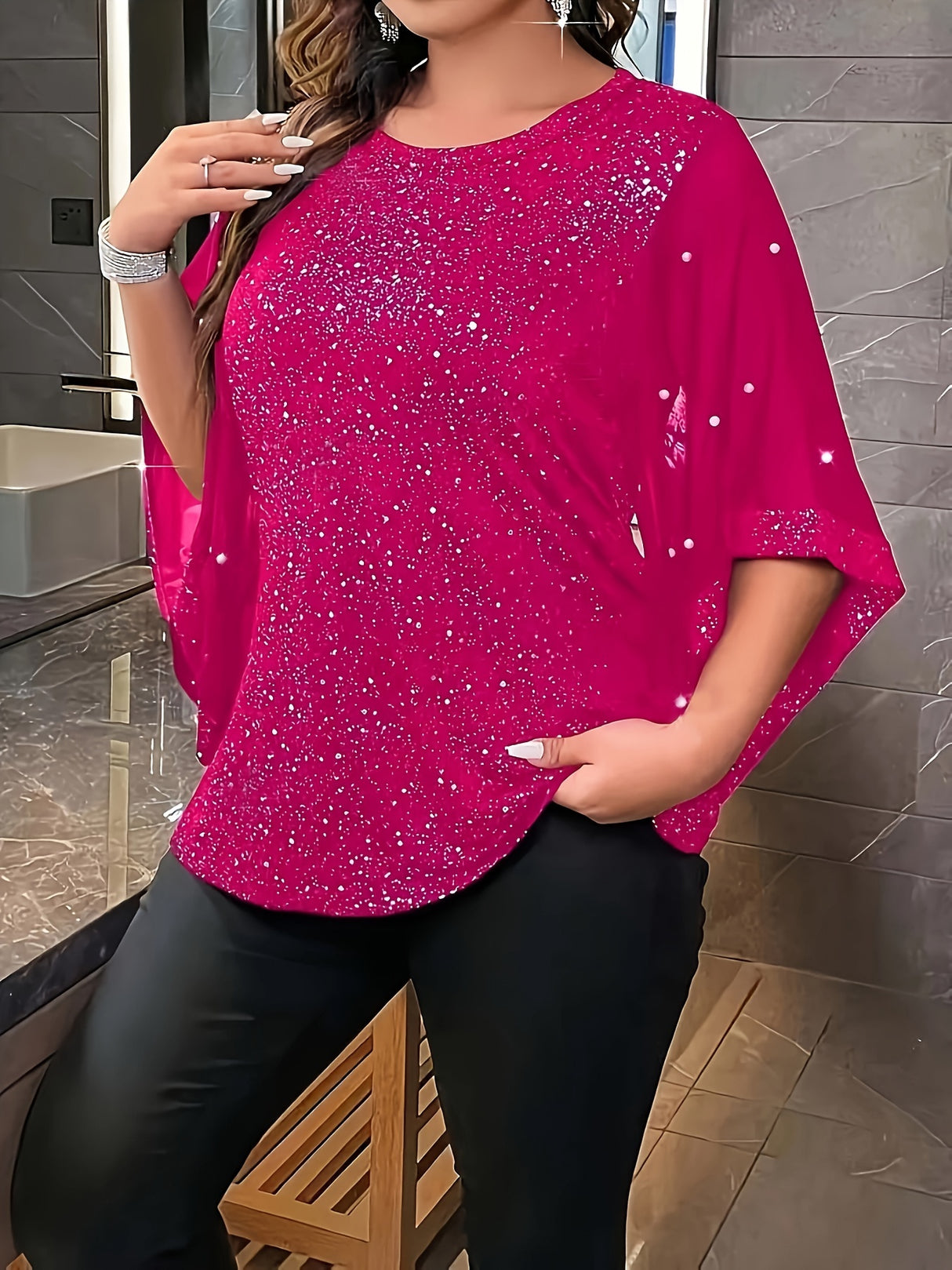 Provain Shop Chic Plus Size Top with Unique Sleeve Detail - Breathable, Relaxed Fit for Spring & Summer Comfort 