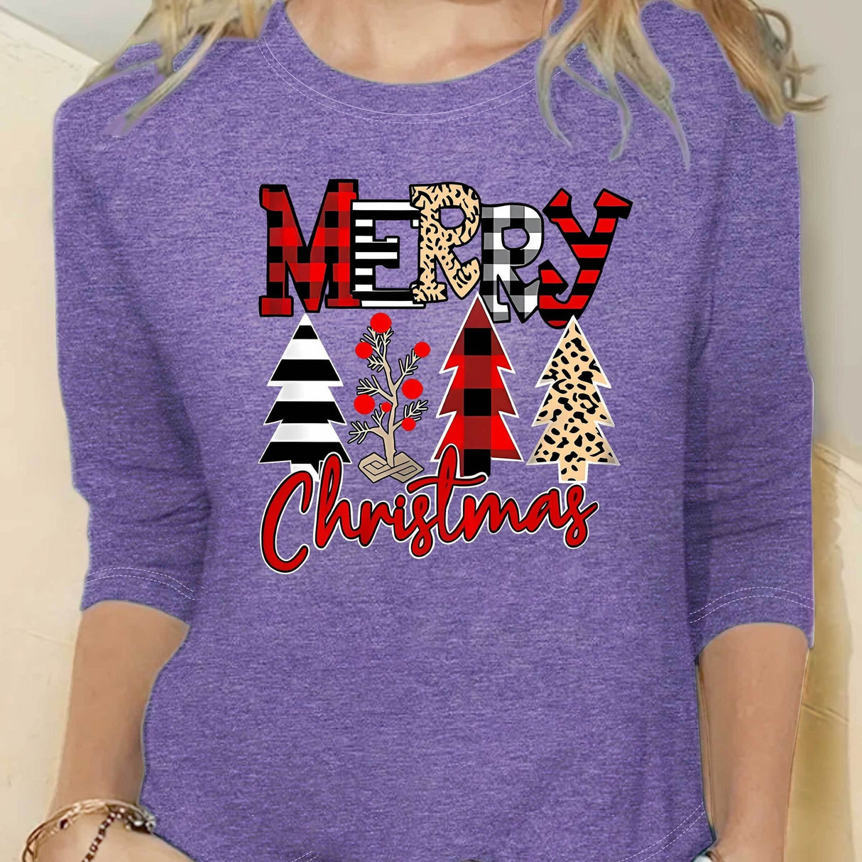 Womens Cozy Christmas Letter Print Sweatshirt Provain Shop