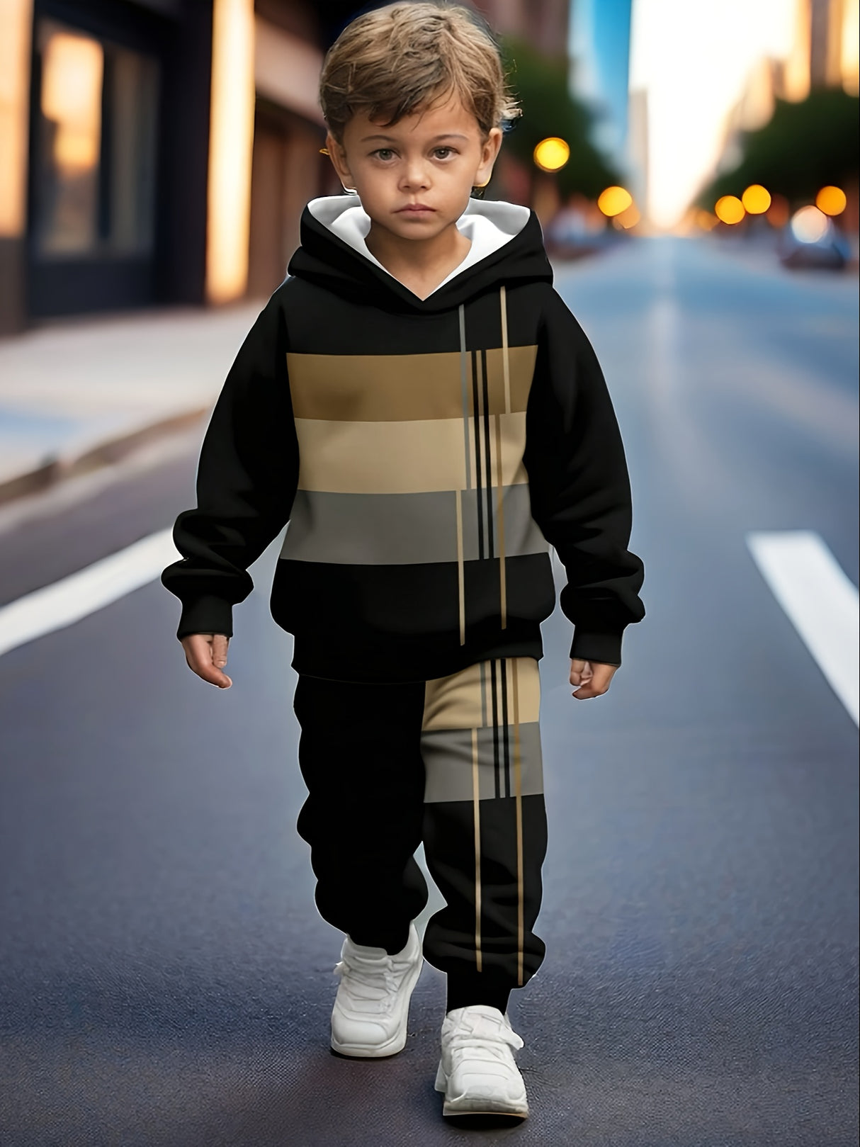 Comfy Fall Boys Colorblock Hoodie  Jogger Set Provain Shop