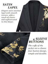 Mens Slim Fit Floral Pattern Single Breasted Suit Jacket - Stylish V-Neck Design, Slight Stretch Fabric, Hot Stamping Details, Long Sleeve, Regular Length, Polyester Lining - Perfect for Party, Dance, Dinner, Wedding, Business Banquet, and Gift for Men Provain Shop