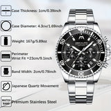 MEGALITH 30m Water-Resistant Quartz Watch - Classic Round Stainless Steel Case, Chronograph, Stopwatch, Date Display, Fashionable Analog Pointer Watch for Mens Business Casual Dress Provain Shop