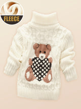 Provain Shop Child's Winter Delight: Cozy Bear Fleece Turtleneck - Stylish, Comfortable & Easy-Care, Unisex Knit Sweater 