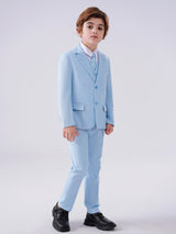 Provain Shop 4pcs Boys Formal Gentleman Outfits, Long Sleeve Blazer&Bowtie Shirt&Pants&Vest, Boys Clothing Set For Competition Performance Wedding Banquet Dress 