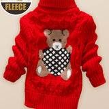 Provain Shop Child's Winter Delight: Cozy Bear Fleece Turtleneck - Stylish, Comfortable & Easy-Care, Unisex Knit Sweater 