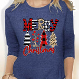 Womens Cozy Christmas Letter Print Sweatshirt Provain Shop