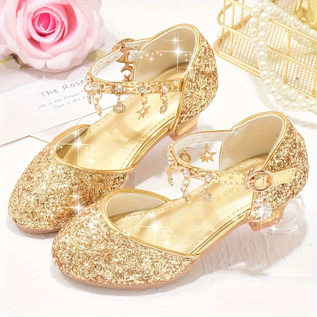 Provain Shop Trendy Elegant Sequin High Heel Shoes For Girls, Lightweight Non Slip Dress Shoes For Performance Party, Spring Summer Autumn 