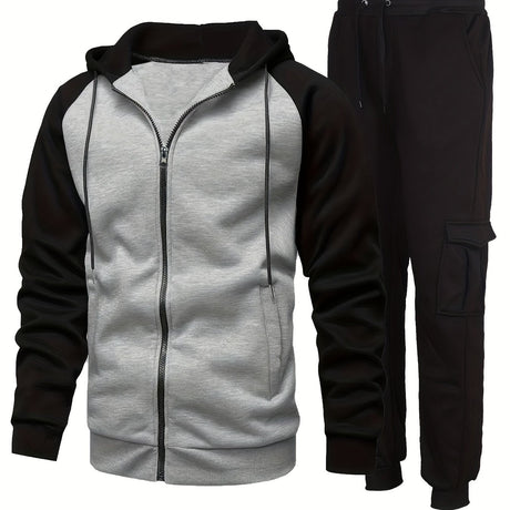 Men's 2Pcs Athletic Tracksuit - Comfortable Full-Zip Hoodie & Joggers - Ideal for Gym & Running Provain Shop