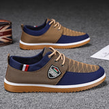 Provain Shop Elevate Your Walk: English-Style Men's Canvas Sneakers - Comfortable, All-Season, Solid-Color Lace-ups 