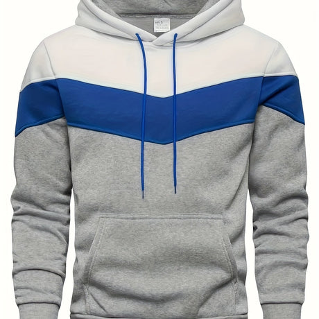 Provain Shop Mens Streetwear Hoodie - Color Block Print, Casual Pullover with Kangaroo Pocket, Perfect for Winter-Fall - Stylish Gift Idea 