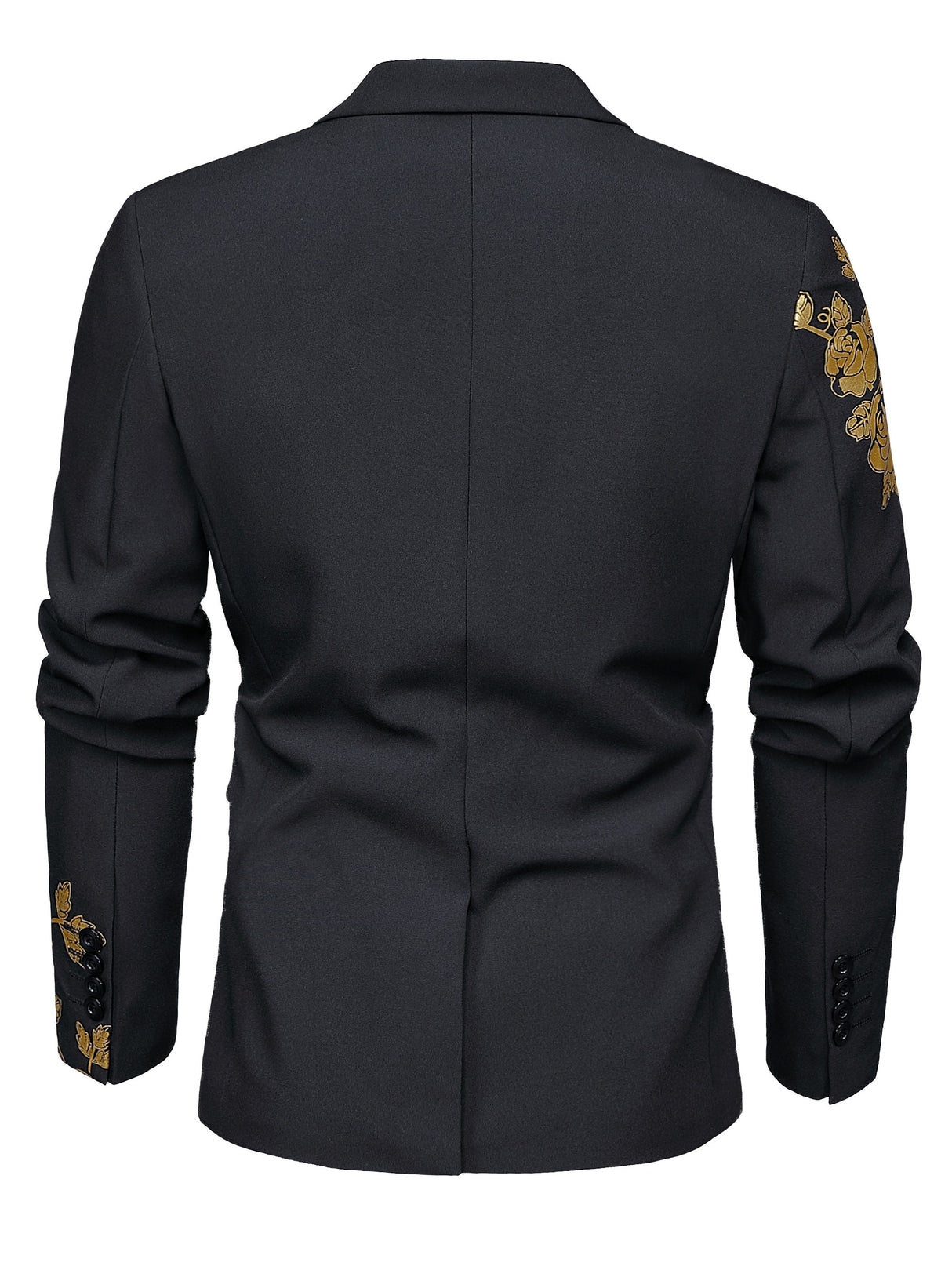 Mens Slim Fit Floral Pattern Single Breasted Suit Jacket - Stylish V-Neck Design, Slight Stretch Fabric, Hot Stamping Details, Long Sleeve, Regular Length, Polyester Lining - Perfect for Party, Dance, Dinner, Wedding, Business Banquet, and Gift for Men Provain Shop