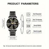 Provain Shop Men's Dual-Display Watch - Waterproof & Luminous - Durable for Sports & Casual Business Wear - Perfect Gift Choice 