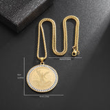 2pcs/set Fashionable and Exquisite Stainless Steel Statue of Liberty Pendant Exquisite Zircon Coin Necklace for Men and Women Daily Casual Lucky Amulet Fashionable Elegant Charm Versatile Jewelry Gift Unisex Provain Shop