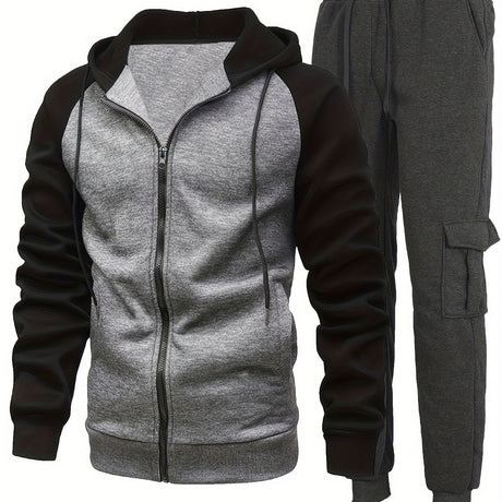 Men's 2Pcs Athletic Tracksuit - Comfortable Full-Zip Hoodie & Joggers - Ideal for Gym & Running Provain Shop
