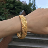 Exquisite Hollow Pattern Design Bracelet Alloy 22K Plated Jewelry Vintage Luxury Style Female Wedding Gift Provain Shop