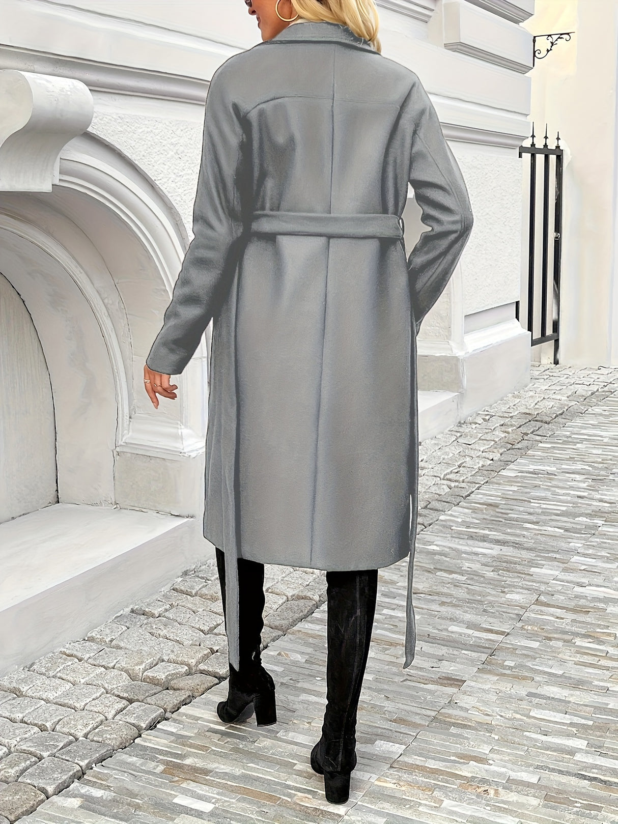 Elegant Lapel Wool Blend Coat with Belted Style Provain Shop