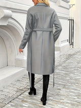 Elegant Lapel Wool Blend Coat with Belted Style Provain Shop