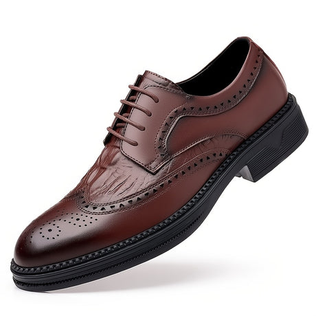 Men Brogue Carved Derby Shoes British Style Pointed Toe Low Top Wingtip Oxfords Formal Shoes Provain Shop