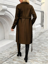 Elegant Lapel Wool Blend Coat with Belted Style Provain Shop