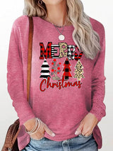 Womens Cozy Christmas Letter Print Sweatshirt Provain Shop