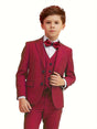 Provain Shop Boys' 4-Piece Formal Suit Set: Durable All-Season Blazer, Vest, Pants & Bowtie - Perfect for Weddings & Performances 