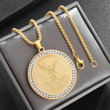 2pcs/set Fashionable and Exquisite Stainless Steel Statue of Liberty Pendant Exquisite Zircon Coin Necklace for Men and Women Daily Casual Lucky Amulet Fashionable Elegant Charm Versatile Jewelry Gift Unisex Provain Shop