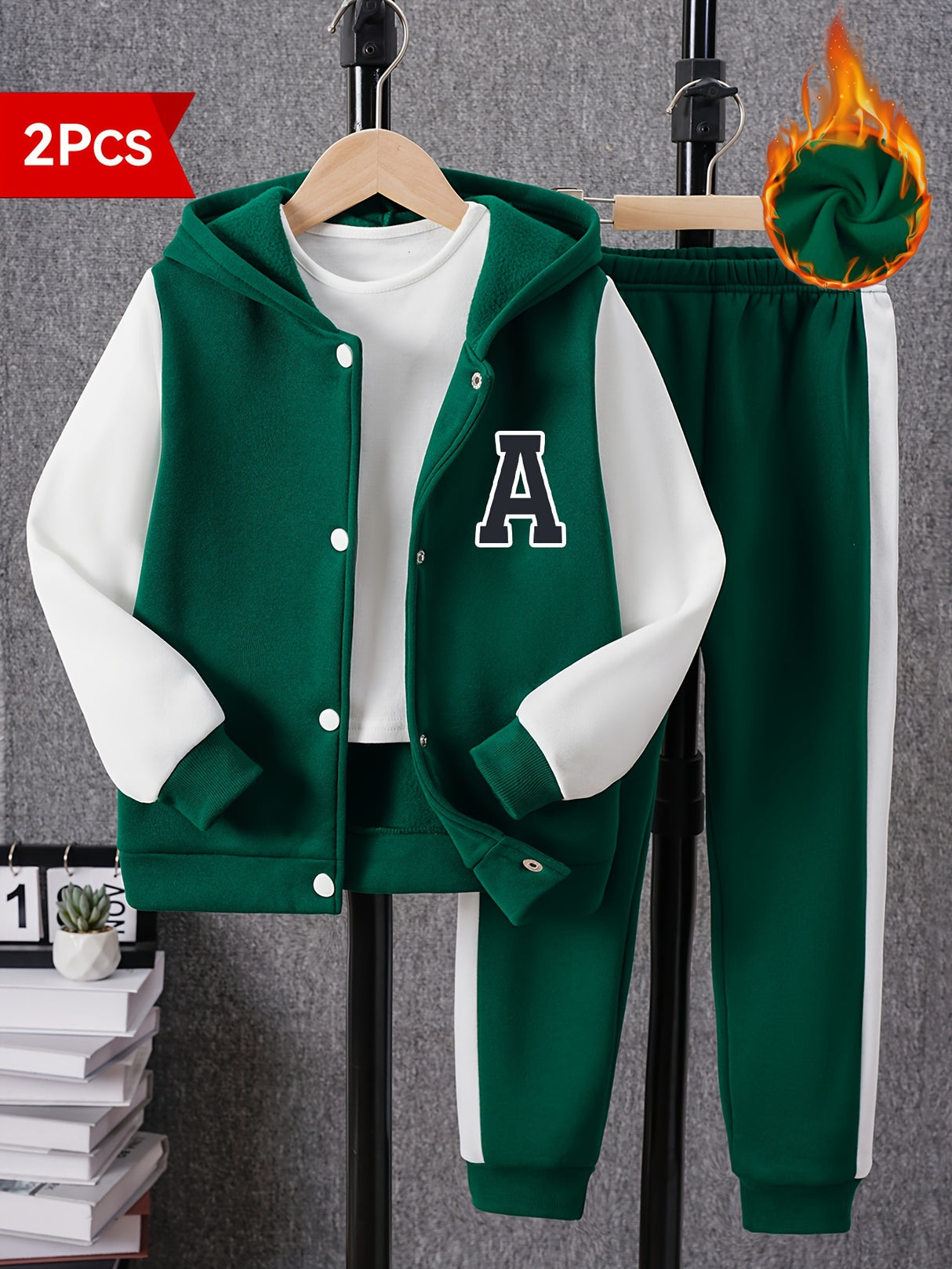 Boys Color Block Varsity Jacket and Pants Set Provain Shop