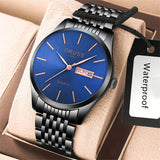 Provain Shop Men's Business Minimalist Quartz Watch Waterproof Luminous Fashion Date Dial Analog Steel Band Wrist Watch 