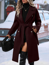 Elegant Lapel Wool Blend Coat with Belted Style Provain Shop