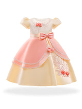 Provain Shop Elegant Girls Princess Dress with Embroidered Flowers & Lace - Perfect for Weddings, Birthdays & Special Occasions 