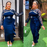 Elegant African Lace Long Sleeve Slim Party Office Dress Provain Shop