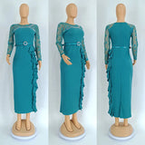 Elegant African Lace Long Sleeve Slim Party Office Dress Provain Shop