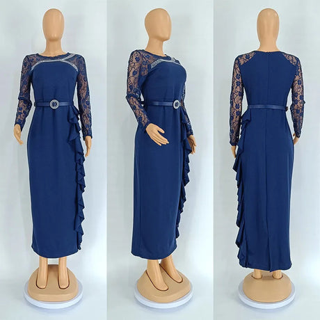 Elegant African Lace Long Sleeve Slim Party Office Dress Provain Shop
