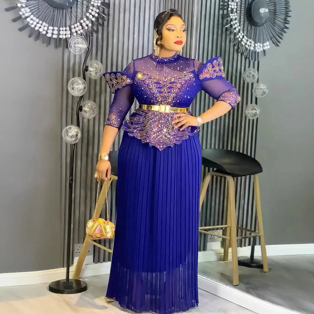 Elegant African Plus Size Dashiki Ankara Wedding Evening Gown Provain Shop