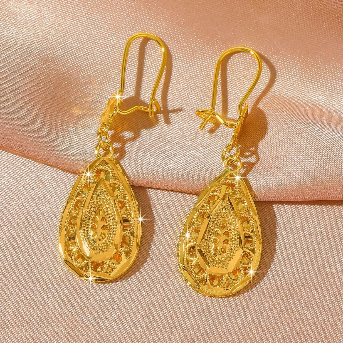 24K Gold AU999 Long Flower Tassel Earrings Versatile Chic Provain Shop