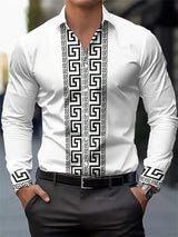 Fashionable Patterned Lapel ButtonDown LongSleeve Shirt Provain Shop