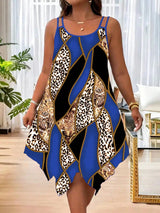 Asymmetrical Geometric Stripe Double Strap PlusSize Dress Provain Shop