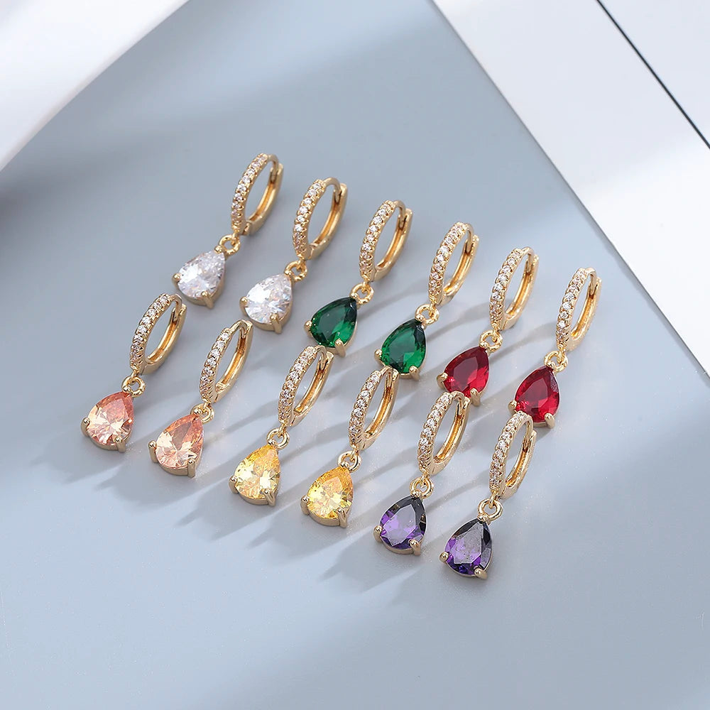 Elegant Emerald Ruby Zirconia Hoop Earrings for Her Provain Shop