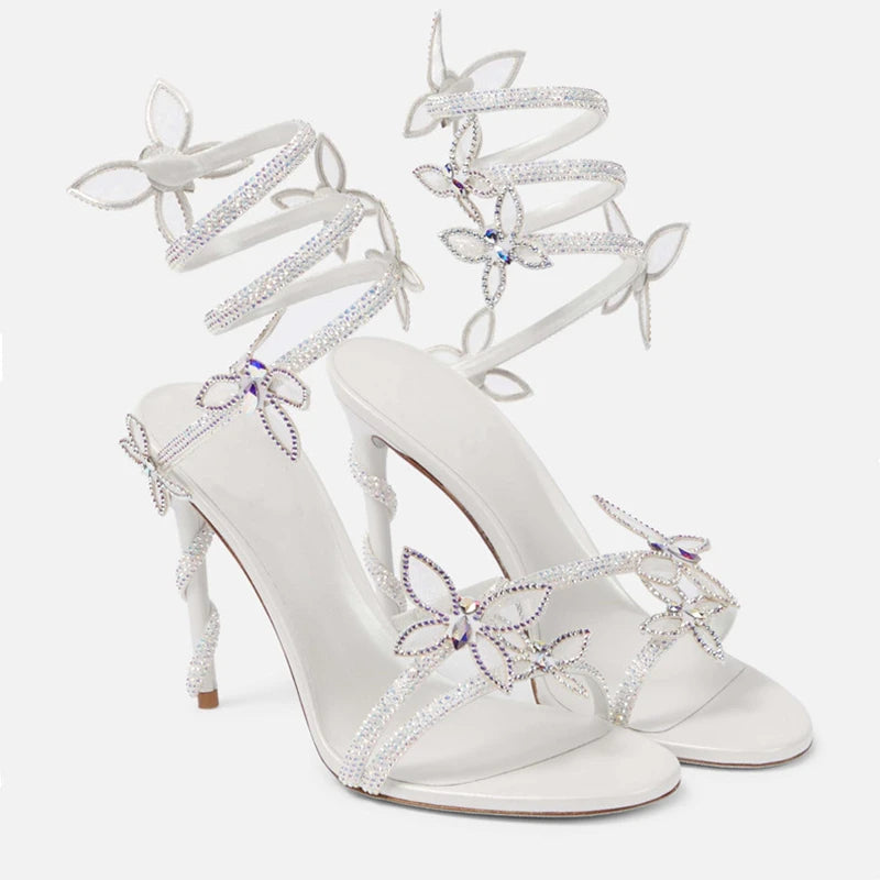Luxury Crystal Butterfly Gladiator Heels for Summer Parties Provain Shop