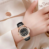 Elegant Retro Diamond Leather Quartz Watch for Women Provain Shop