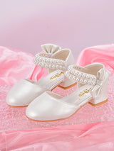 Sparkle Princess White Heels with Pearls for Girls Provain Shop