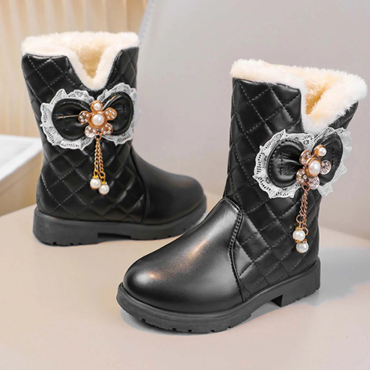 Chic Bow Warm Winter Ankle Boots for Girls Provain Shop
